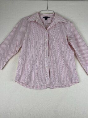 Lands End Striped Button Down Shirt Size 12P Petite Multicolor Y2K